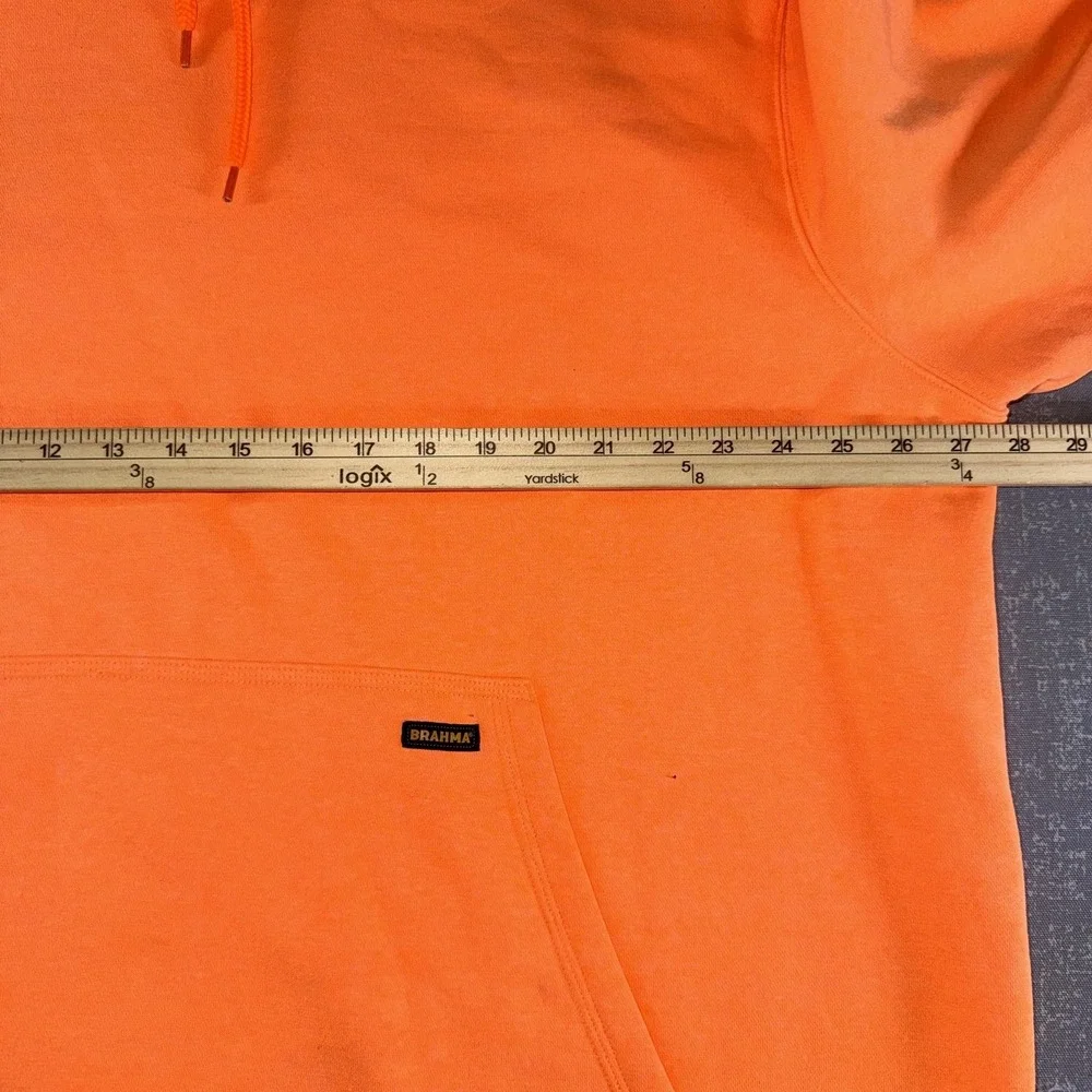 Brahma Hoodie Mens 3XL Orange Fleece Pullover Kangaroo‎ Pocket Workwear